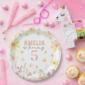 水彩デイジー誕生日 ペーパープレート (パーティー)