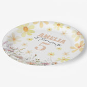 水彩デイジー誕生日 ペーパープレート (アングル)