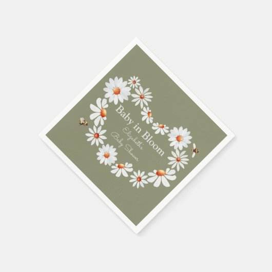 水彩デイジー&のまわりにベビーシャワー スタンダードカクテルナプキン (角)