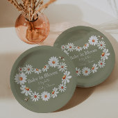 水彩デイジー&のまわりにベビーシャワー ペーパープレート
