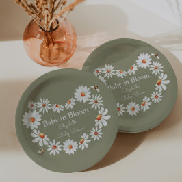 水彩デイジー&のまわりにベビーシャワー ペーパープレート