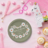 水彩デイジー&のまわりにベビーシャワー ペーパープレート (パーティー)