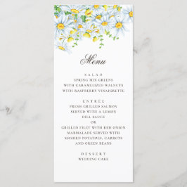 水彩デイジー。カモミール。夏のフローラ結婚ズ メニュー