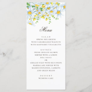 水彩デイジー。カモミール。夏のフローラ結婚ズ メニュー