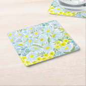 水彩デイジー スクエアペーパーコースター (アングル)