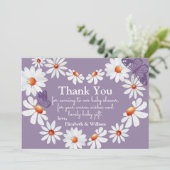 水彩デイジー&バタフライベビーシャワーありがとう サンキューカード (スタンド正面)