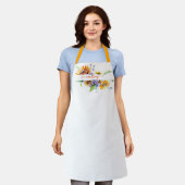 水彩デイジー パーソナライズされた エプロン (着用した状態)