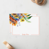 水彩デイジー パーソナライズされた ノートカード (正面/裏面インサイチュ)