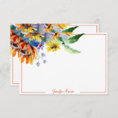 水彩デイジー パーソナライズされた ノートカード (正面/裏面)