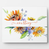 水彩デイジー パーソナライズされた フォトプラーク (正面)