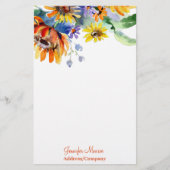 水彩デイジー パーソナライズされた 便箋 (正面)