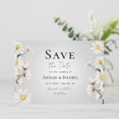 水彩デイジー フローラル デリケート 春 ボタニカル 招待状 (スタンド正面)