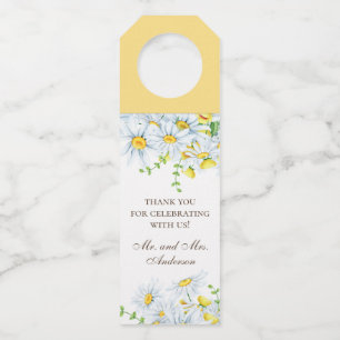水彩デイジー。フローラ結婚の感謝してい君 ボトルネックタグ