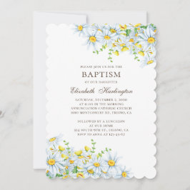 水彩デイジー。国花。フローラ洗礼 招待状