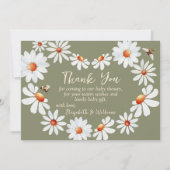 水彩デイジー&(昆虫)マルハナバチベビーシャワーありがとう サンキューカード (正面)