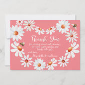 水彩デイジー&（昆虫）マルハナバチベビーシャワーありがとう サンキューカード (正面)