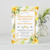 水彩デイジー&黄色の花キンセアニェラ 招待状 (スタンド正面)