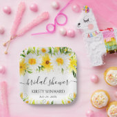 水彩デイジー&黄色の花ブライダルシャワー ペーパープレート (パーティー)