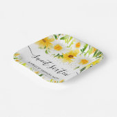 水彩デイジー&黄色の花Sweet sixteen ペーパープレート (傾斜あり)