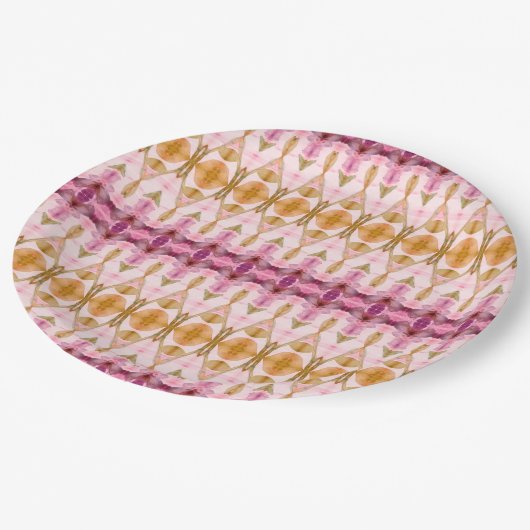 水彩デザイナーパターン（の模様が）ある紙プレート ペーパープレート (アングル)