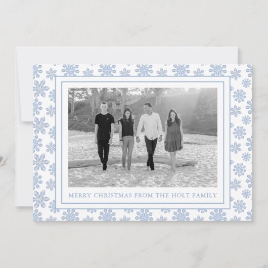水彩デザイナーブルースノーフレークスクリスマス シーズンカード (正面)