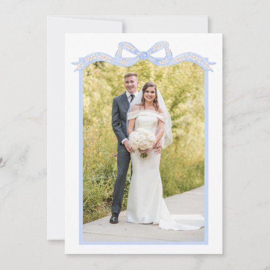 水彩デザイナーブルーモノグラムクリスマスフォト シーズンカード (正面)