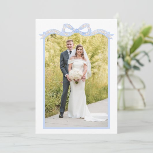 水彩デザイナーブルーモノグラムクリスマスフォト シーズンカード (スタンド正面)