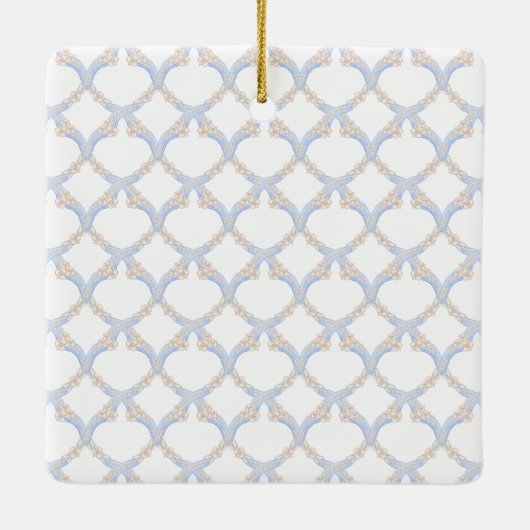 水彩デザイナーブルーモノグラムクレスト セラミックオーナメント (裏面)