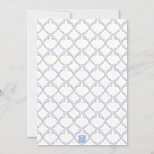 水彩デザイナーブルーモノグラム結婚クレスト サンキューカード (裏面)