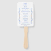 水彩デザイナーブルーモノグラム結婚クレスト ハンドファン (正面)