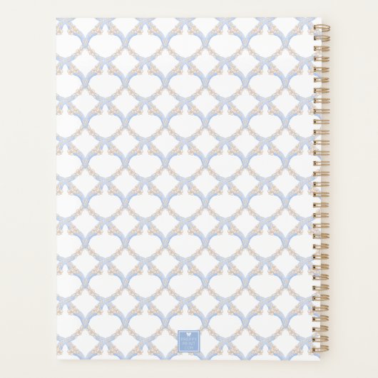 水彩デザイナーブルーモノグラム結婚クレスト プランナー手帳 (裏面)