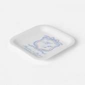 水彩デザイナーブルーモノグラム結婚クレスト ペーパープレート (傾斜あり)