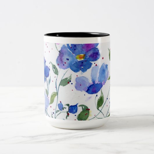 水彩デザイナーマグ – 美しいブ鮮やかリュース ツートーンマグカップ (中央)