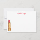 水彩デザイナーリップスティックパーソナライズされたメイク サンキューカード (正面)
