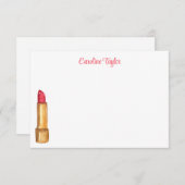 水彩デザイナーリップスティックパーソナライズされたメイク サンキューカード (正面/裏面)