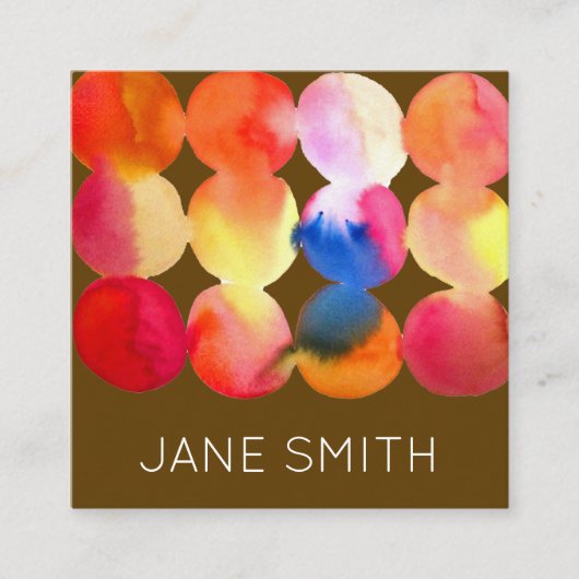 水彩デザインモダンスタイリッシュクリエイティブ業 スクエア名刺 (正面)