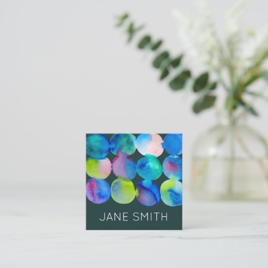 水彩デザインモダンスタイリッシュクリエイティブ業 スクエア名刺 (スタンド正面)
