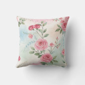 水彩デザイン枕とピンクのバラ クッション (裏面)
