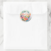 水彩デザイン花「ありがとう」 ラウンドシール (バッグ)