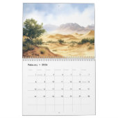 水彩デザートカクティランドスケープ カレンダー (2月 2026)