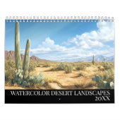 水彩デザートカクティランドスケープ カレンダー (カバー)