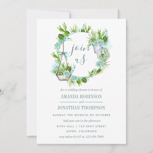 水彩デザートカボスサクランスウェディングシャワー 招待状 (正面)