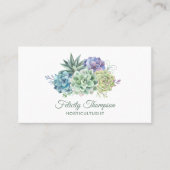 水彩デザートサボテン多肉多肉種QRコード 名刺 (正面)