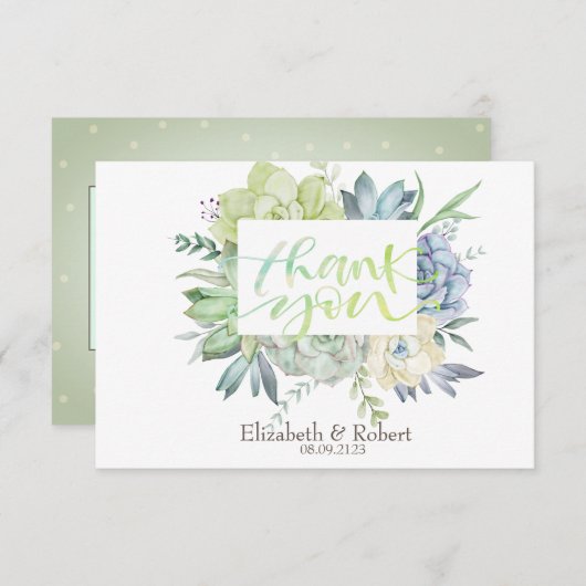 水彩デザートサボテン多肉点 サンキューカード (正面/裏面)