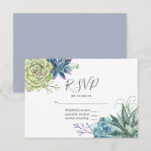 水彩デザートサボテン多肉結婚式RSVP 出欠カード (正面/裏面)