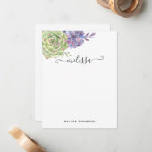 水彩デザートサボテン多肉類 ノートカード (正面/裏面インサイチュ)