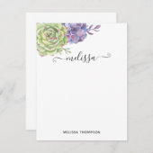 水彩デザートサボテン多肉類 ノートカード (正面/裏面)