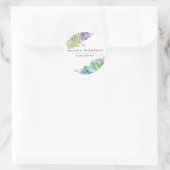 水彩デザートサボテン多肉類 ラウンドシール (バッグ)