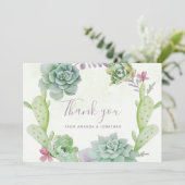 水彩デザートサボテン結婚ツ感謝していズ サンキューカード (スタンド正面)