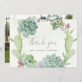 水彩デザートサボテン結婚ツ感謝していズ サンキューカード (正面/裏面)
